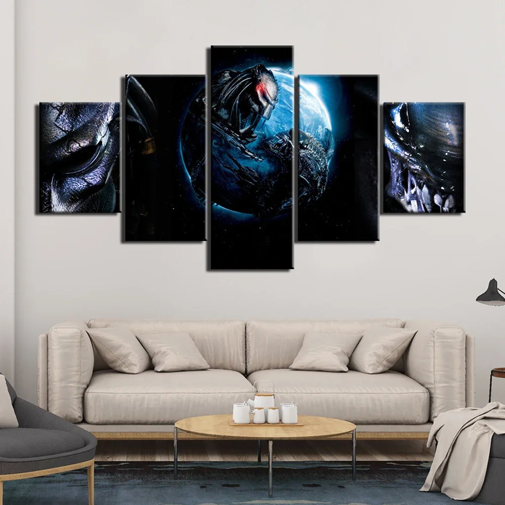 Unframed 5Pcs Alien Predator Requiem Canvas Posters Wall Art Pictures HD Print Paintings Home Decor Living Room Decoration