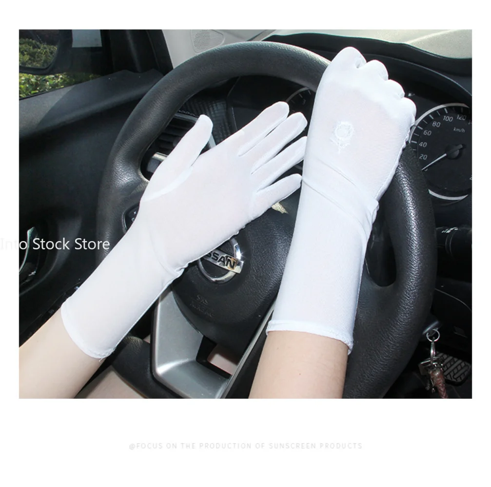 Lady Stretch Anti UV Slip Resistant Driving Gloves Breathable Thin Gloves Mid-long Sunscreen Gloves for Women Summer Spring