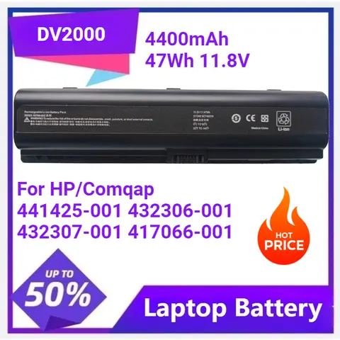 DV2000 New Laptop battery for HP/Comqap 441425-001 432306-001 432307-001 417066-001 446506-001 446507-001 454931-001 4400mAh