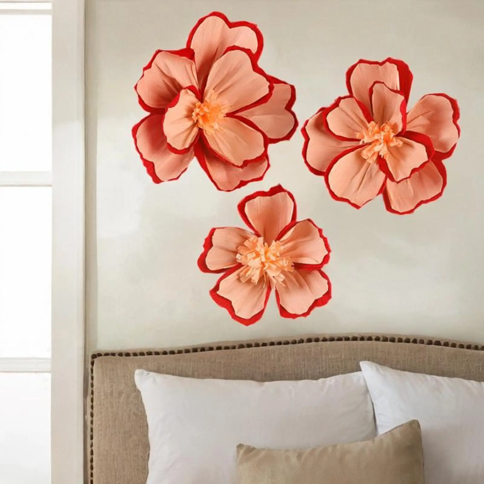 3x ดอกไม้กระดาษ Wall Decor DIY Crafting โครงการพื้นหลัง 3D งานแต่งงานตกแต่ง Crepe ดอกไม้กระดาษสําหรับเจ้าสาว
