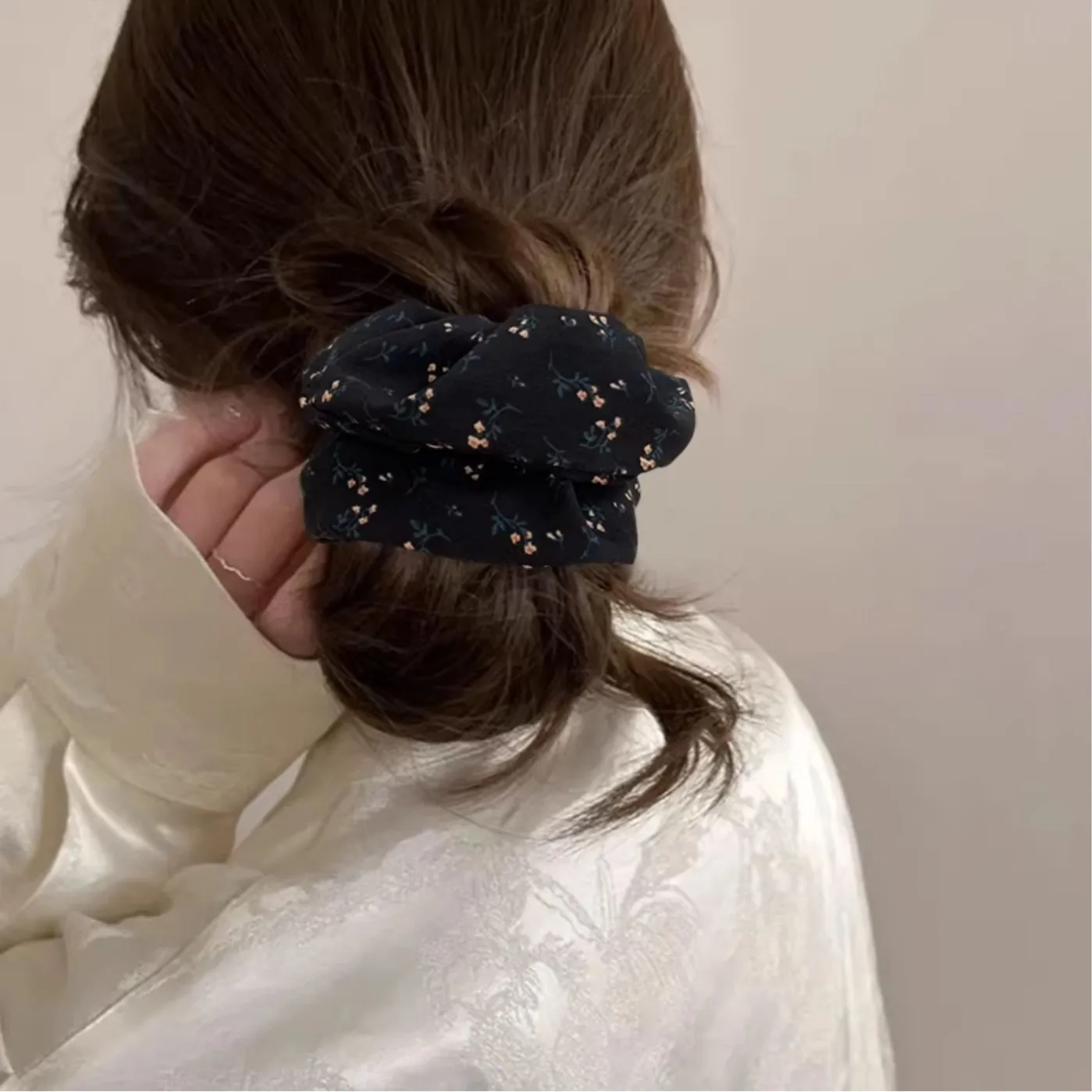 36PCS/LOT Forest Style Fresh Ponytail Hair Scrunchies Hair Ribbon Hair Accessory Girls Autumn Handmade Flowers Print Hair Tie