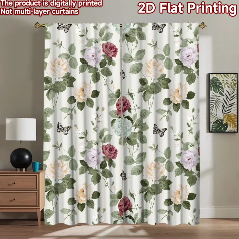 

1pc 2D flat Photography Backdrop Tapestry Floral Blooms with Butterflies 100% Polyester Festive Holiday Perfect for Bedroom wall