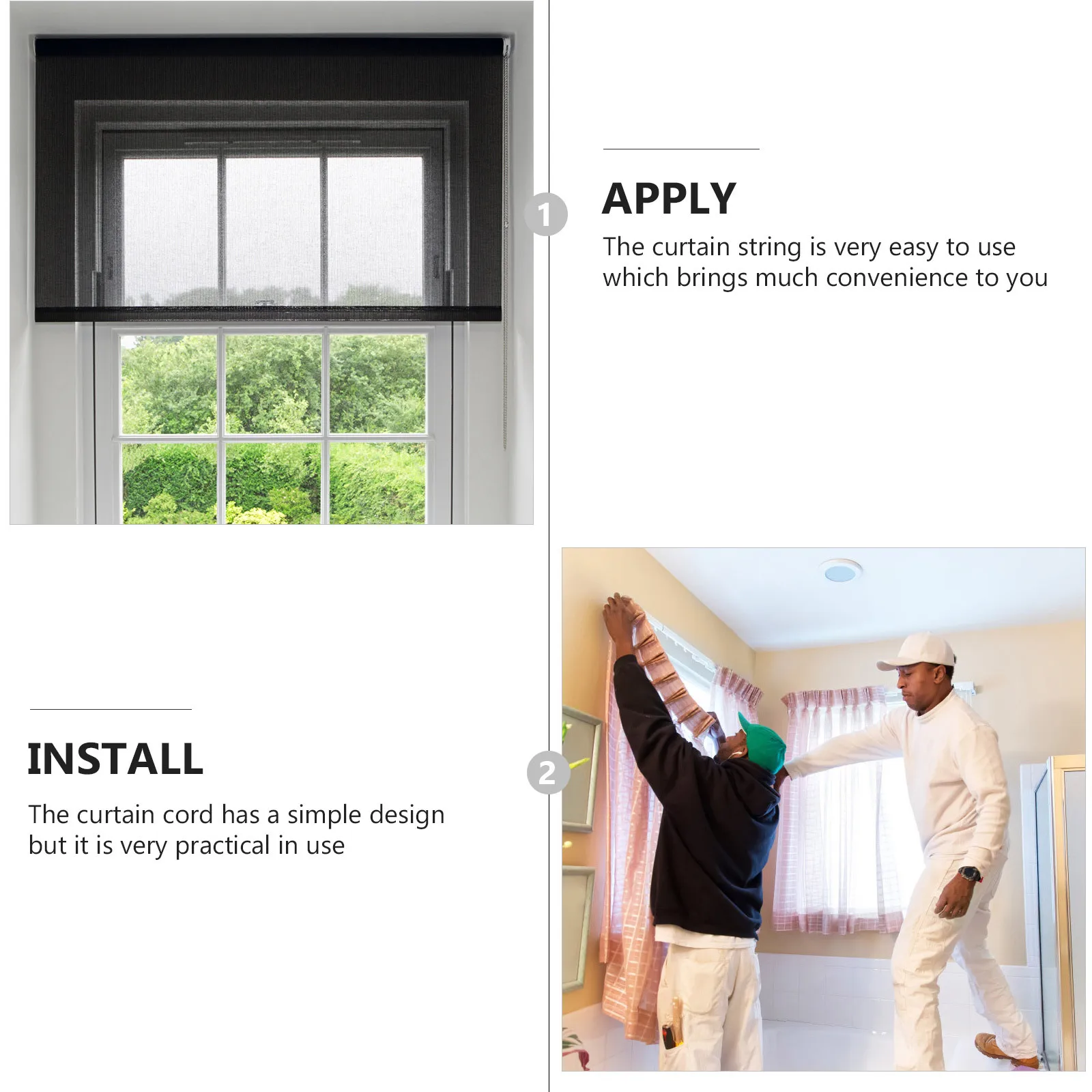 

Curtain String Accessories Set Complete Easy to Install Plastic Copper Zinc Alloy Material Long Lasting