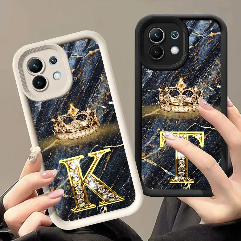 Letter K T F W Q Marble Phone Cases For Xiaomi 14T 14 13T Pro 12 13 11 Lite POCO F3 F5 X3 X5 X6 M5s M6 Pro Soft Shockproof Cover