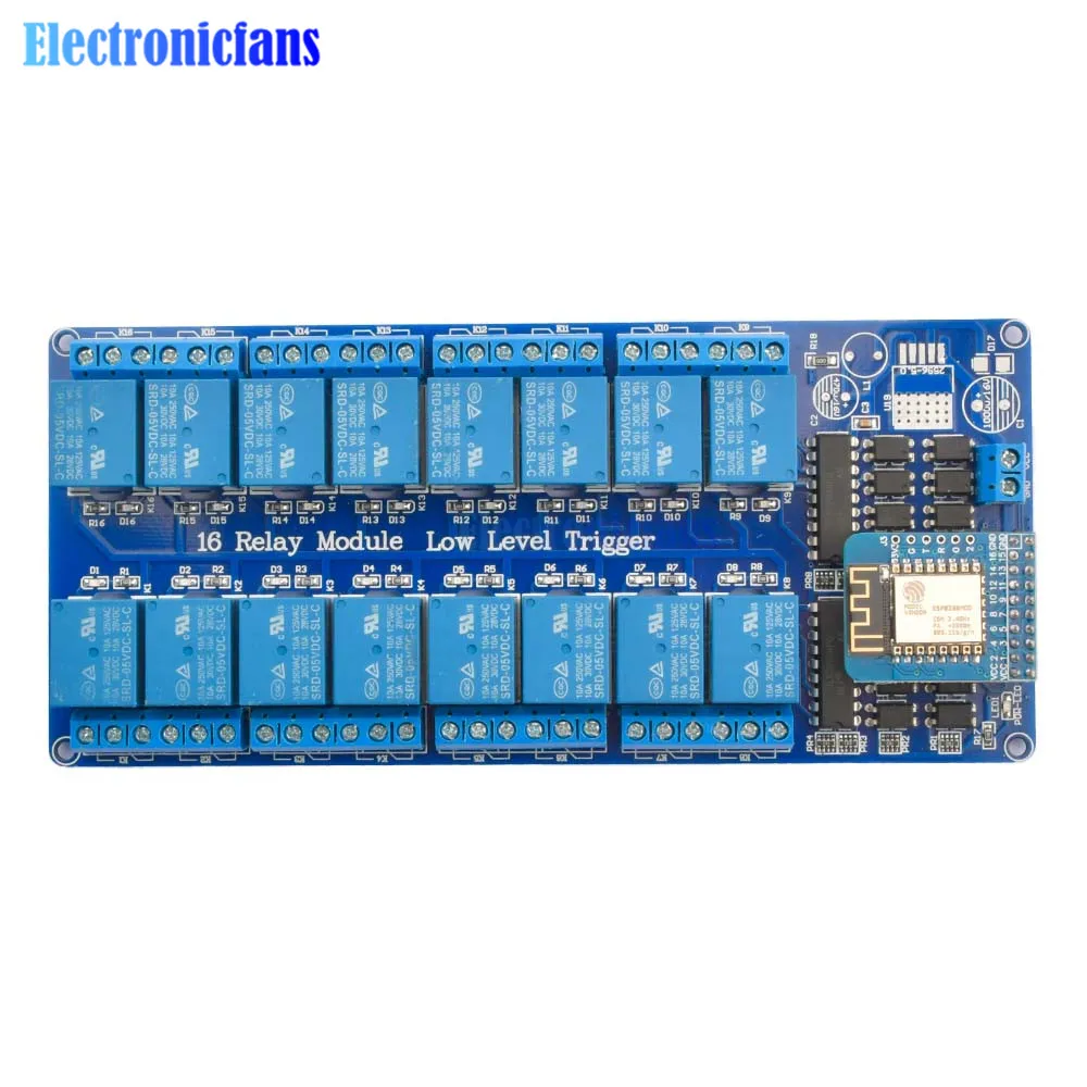 Imagem -03 - Wifi Módulo de Relé 16 Canais a Bordo Esp8266wifi Relé Escudo Placa Desenvolvimento Módulo Interruptor de Relé de Controle Wi-fi dc 5v 12v