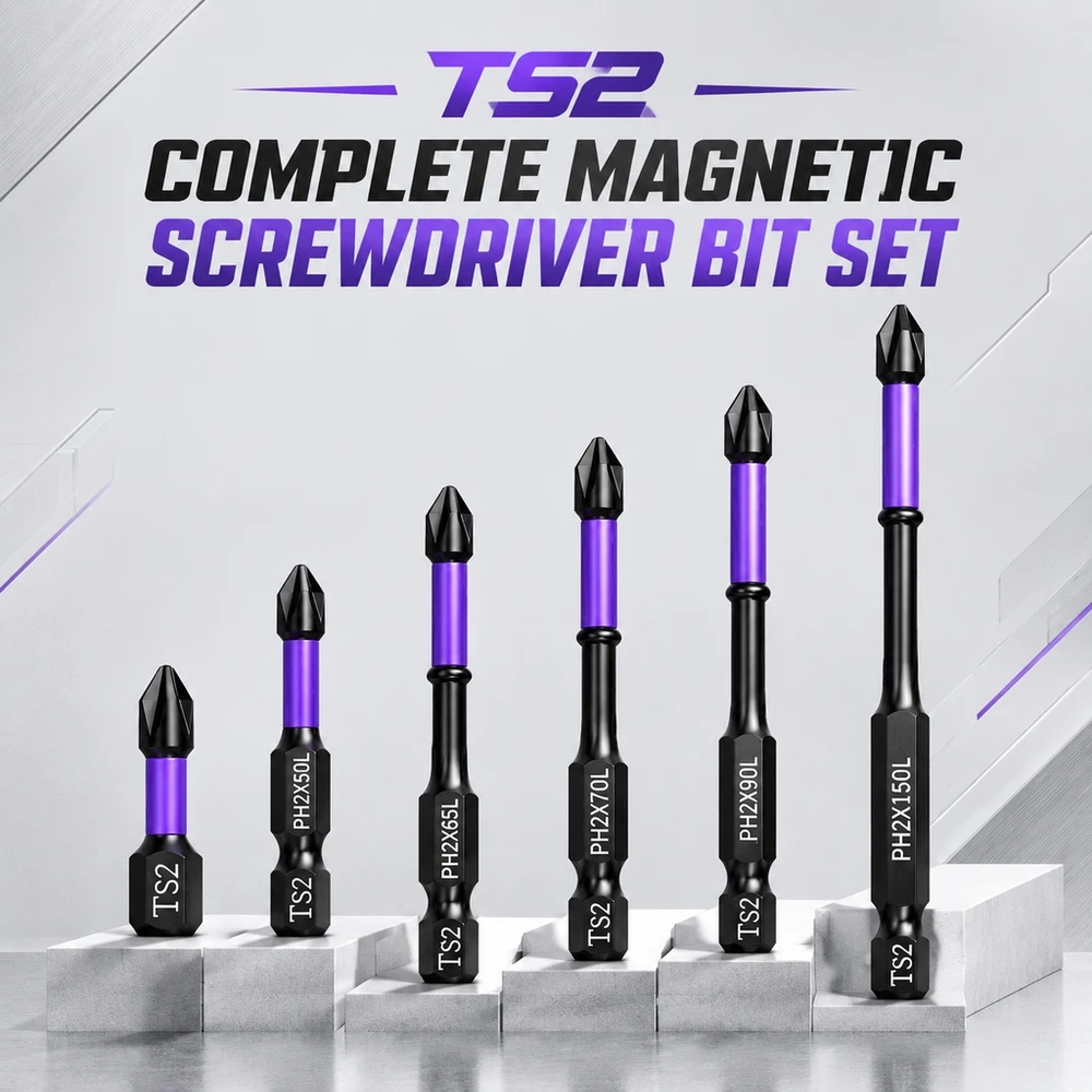 D1 Steel Anti Slip Magnetic Screwdriver Bits Set Phillips Head 1/4 Inch Quick Change for Power Drill Hand Driver