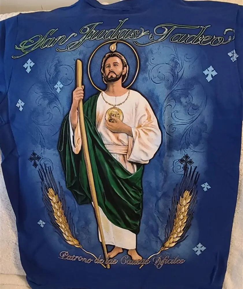 SAN JUDAS TADEO SAINT JUDE APOSTLE RELIGIOUS JUDAS THADDEUS BLUE T-SHIRT