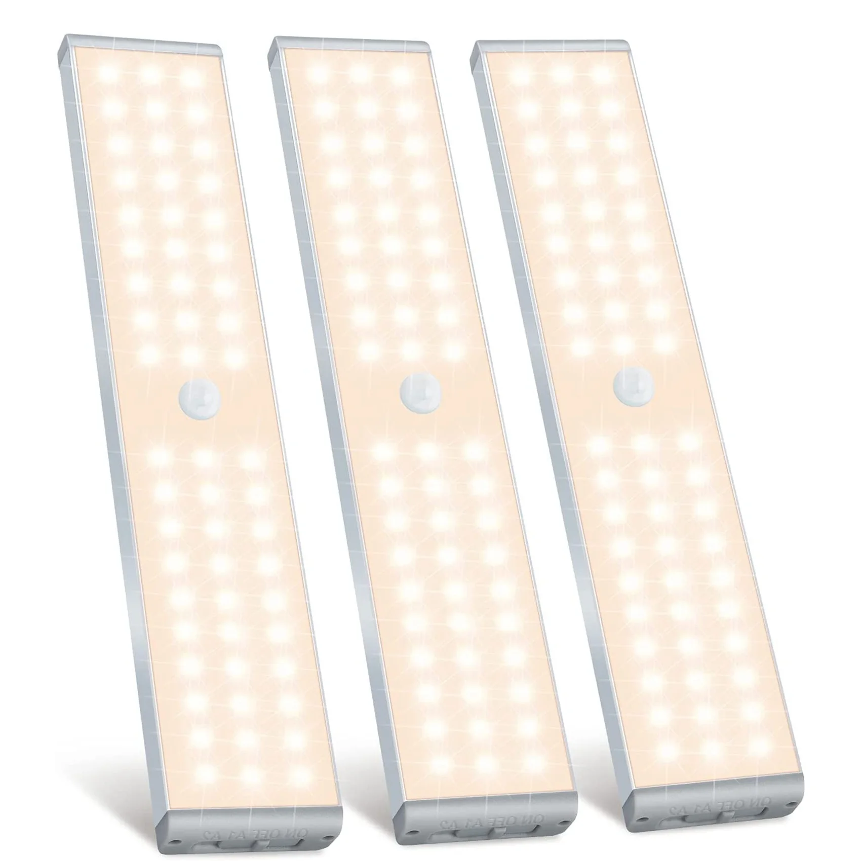 

ABHI-LED Closet Light,60 LED Rechargeable Motion Sensor Closet Light Under Cabinet Light,For Wardrobe, Stairs, Bedroom,3 Pack