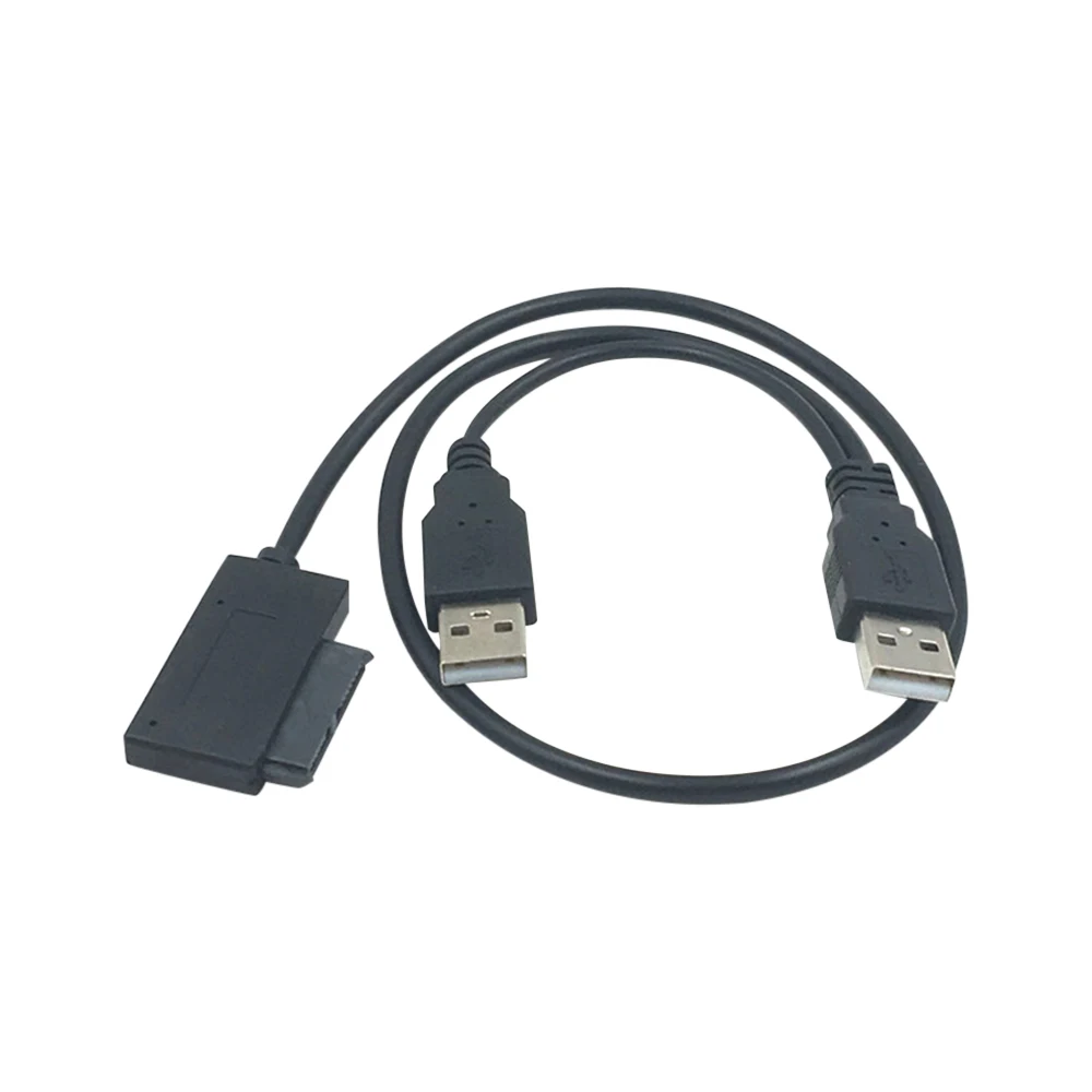USB 2.0 to 6+7 13Pin Slimline Slim SATA Cable with External USB2.0 Power Supply for Laptop CD-ROM DVD-ROM for HDD Caddy