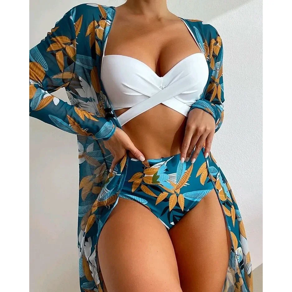 2024 Summer New Bikini Beach Skirt Beach Cover Up Swimsuit Women Ruffle Biquini Bathing Suit Beach Wear Swim Suit