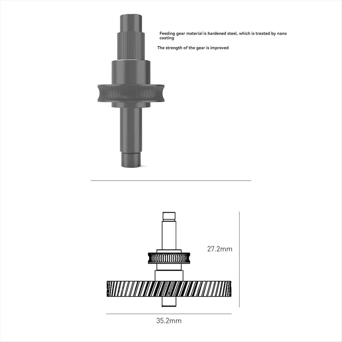 

T69C! Extruder Gear Assembly DLC Nanocoated Hardened Steel for Bambu Lab A1/A1 Mini Extrusion Head Gear 3D Printer Accessorie