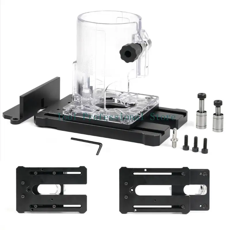 57QF Locking Knob Grooving Attachment with Clear Base and Guide Rollers for Slotting Support, Guided Work, Workshop Tasks, and