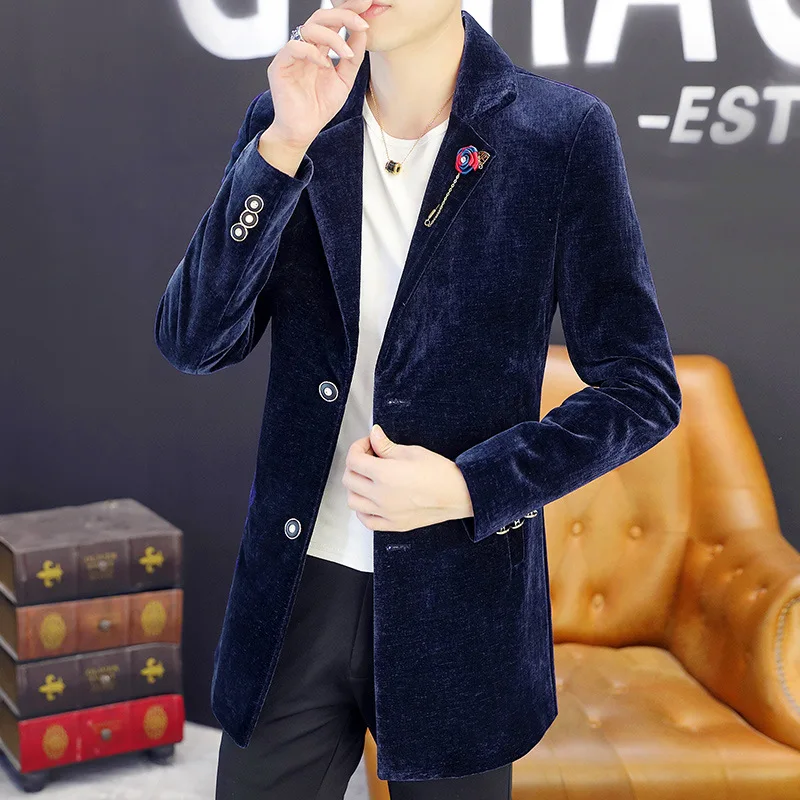 

High Quali Casual Men's Jaet Loose Fit Long Sle Sli Trendy Autumn Winter New Arrival West Suit Coat Beach Scene