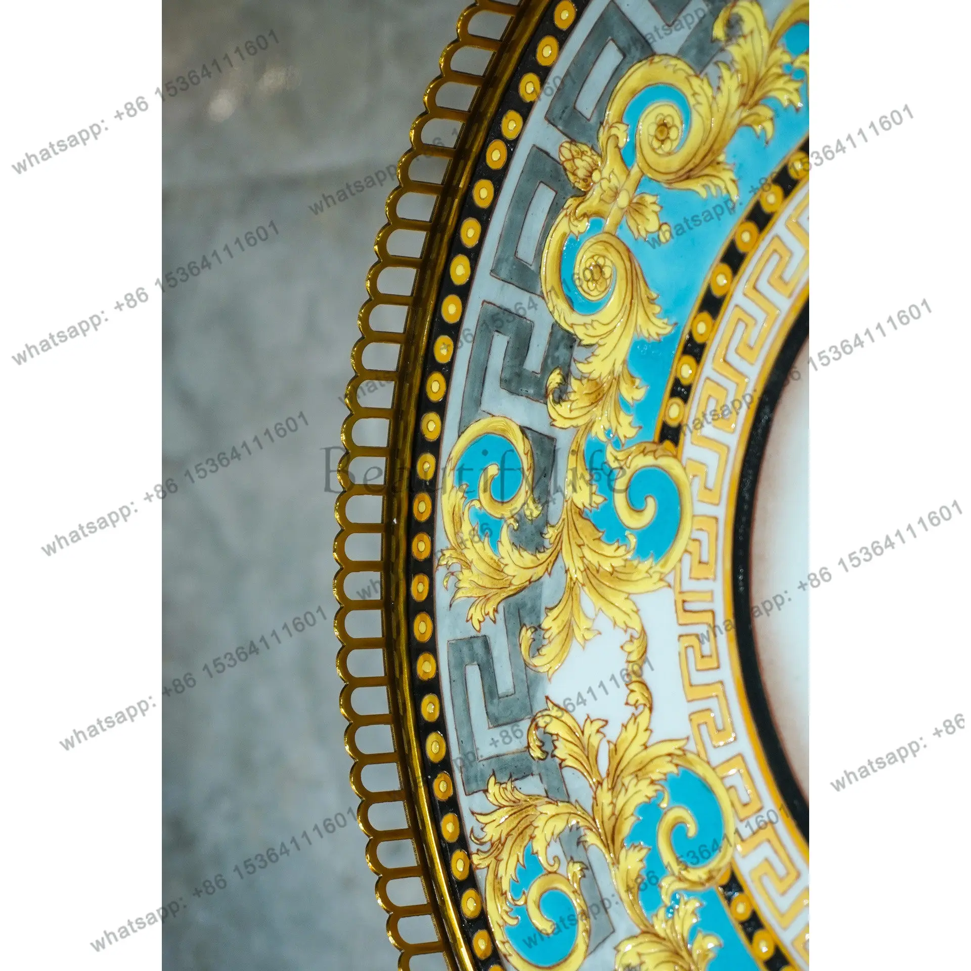 Copper with crystal ceramic coffee table living room balcony study crystal column coffee table