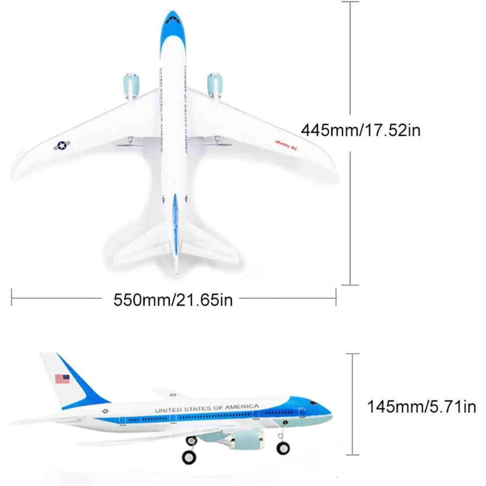 Avión Dreamliner RC 787 de 3 canales de 2,4 GHz - Avión interior/exterior radiocontrolado para niños y principiantes