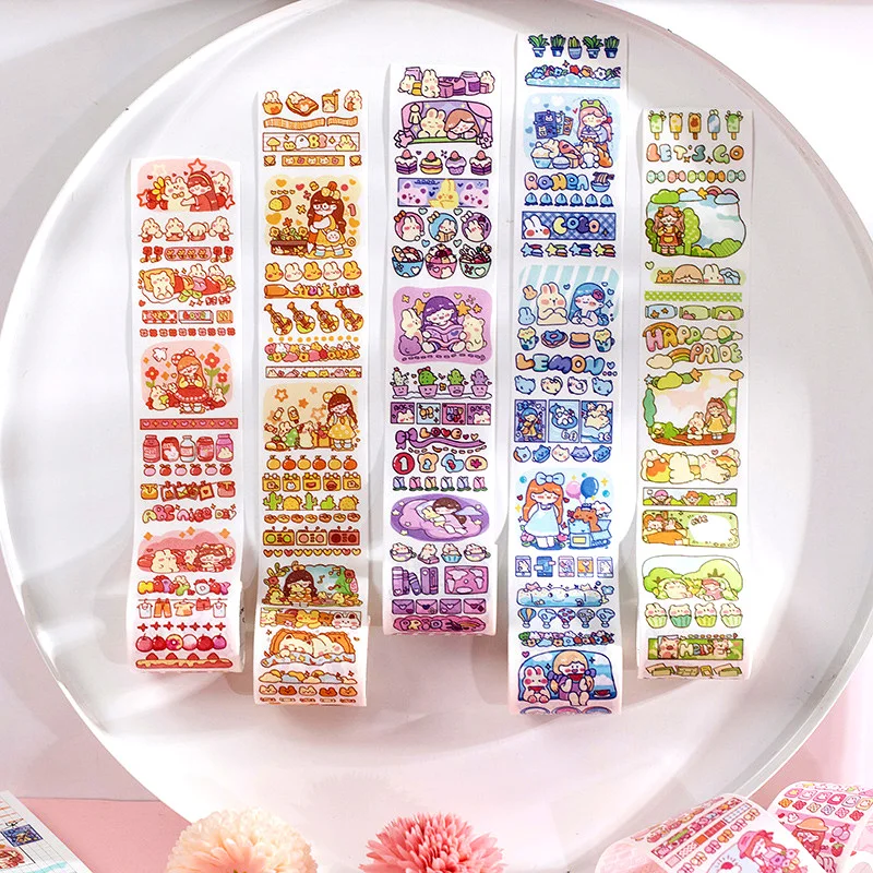 1 Roll Special Oil Washi Tape Bud Girl Fantasy Series Hand-painted Cartoon Character Material Release Washi Stickers