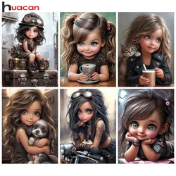 Huacan Diamond Painting Portrait Girl Full Round Square Drill Mosaic Vintage Machinery 5D DIY Home Decorative Gift