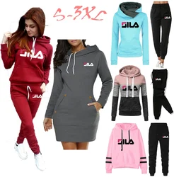 Womens Tracksuit Hooded Sweatshirt Sweatpants Set Comfortable Trend Dress Jogging High Quality Print Casual Suit Clothes S-3XL