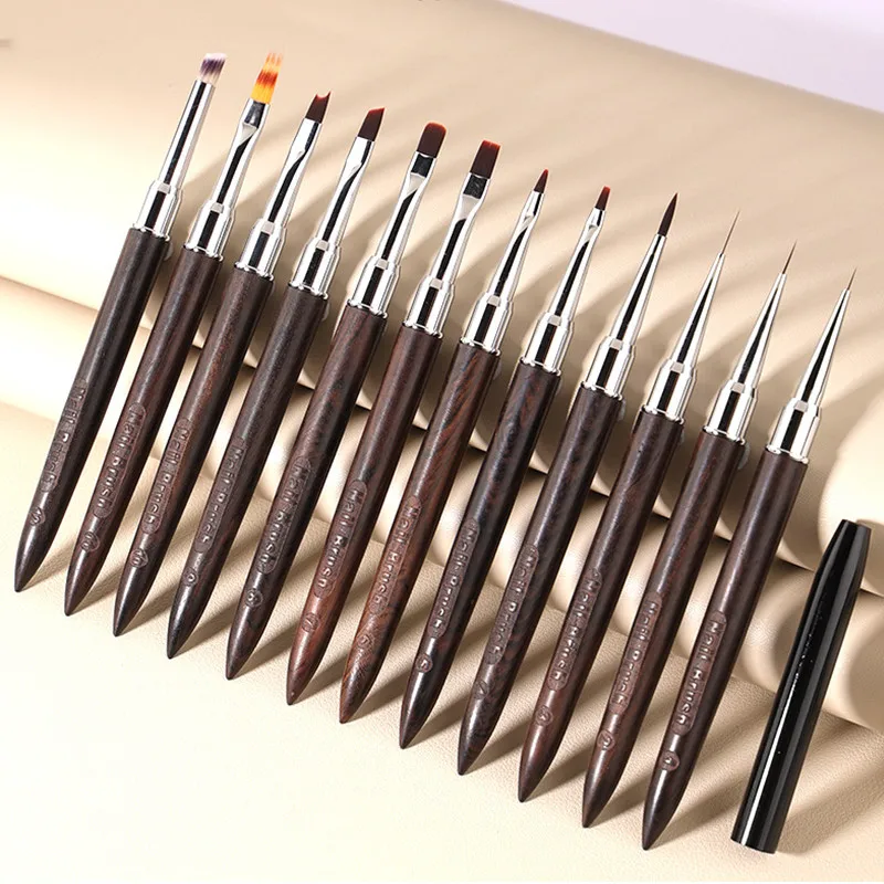 1/12 قطعة مسمار فُرش رسم مجموعة مسمار اينر فرشاة مسمار اللوحة القلم أكريليك الأشعة فوق البنفسجية هلام فرش كريستال مانيكير أداة فرشاة الأظافر #6