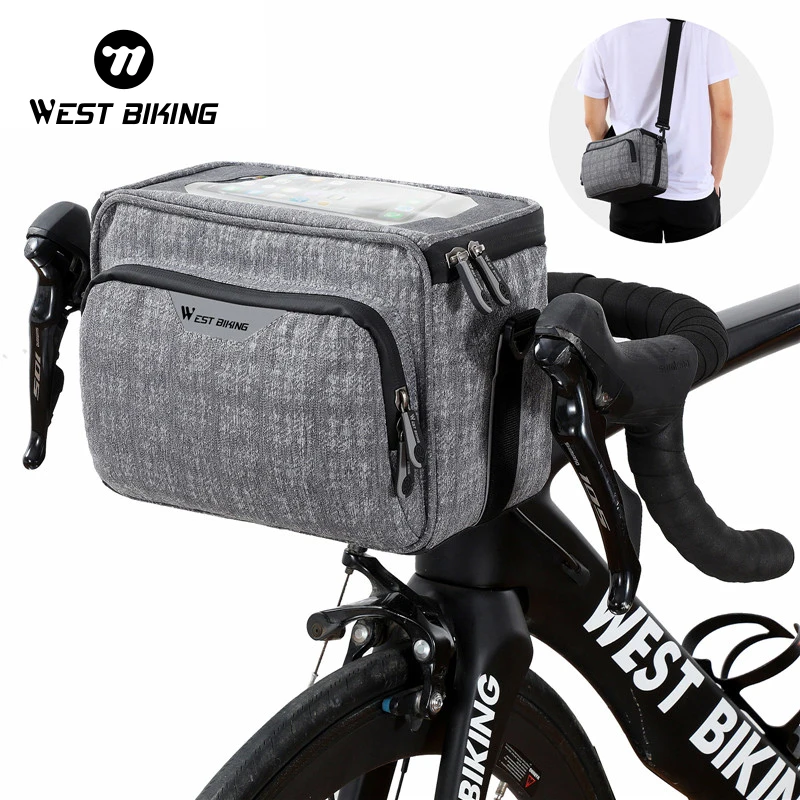 

WEST BIKING Bicycle Handlebar Bag Touch Screen Frame Pannier Bag Waterproof Portable Shoulder Bag Cycling Bag Bike Accessories