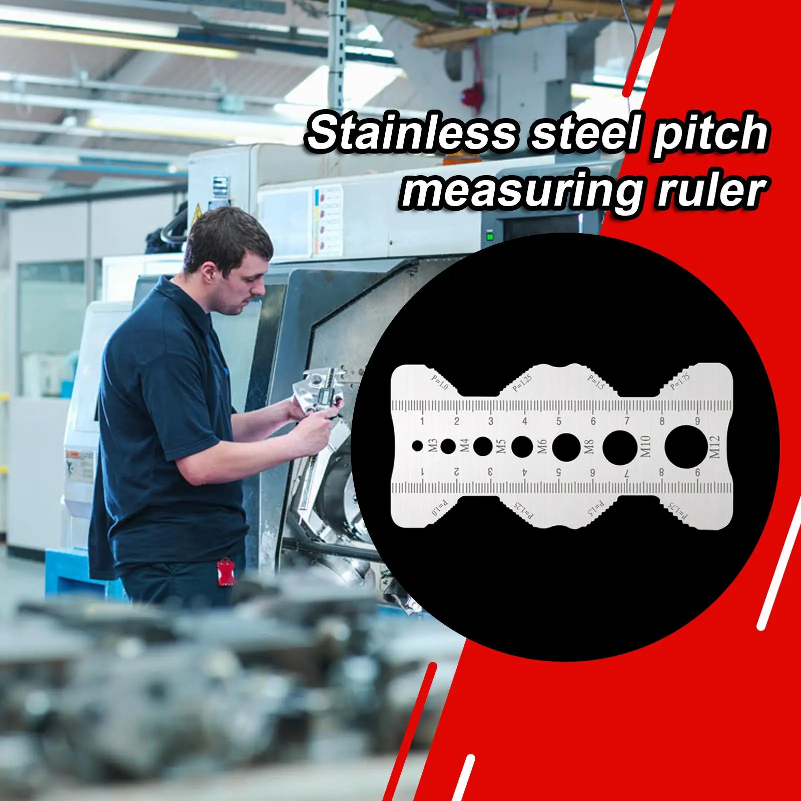 Bolt Measuring Tool Stainless Steel Pitch Ruler Portable Bolt Sizing Tools For Engineers For Engineers Home Repair Garage