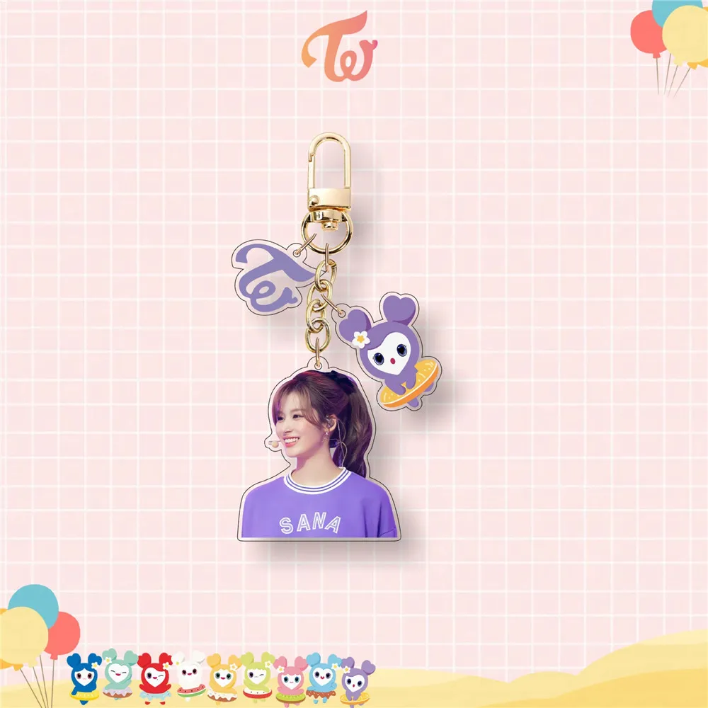 Kpop 1Pcs Tweemaal Sleutelhanger Mooie Tzuyu Sana Mina Jihyo Nayeon Momo Dahyun Jeongyeon Keyring Tas Accessoires