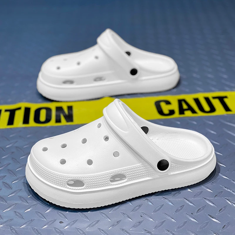 Men's Summer Hollow Out Closed Toe Non-slip Soft Sandals Sandals Unisex Lightweight Thick-soled Garden Shoes Outdoor Slippers
