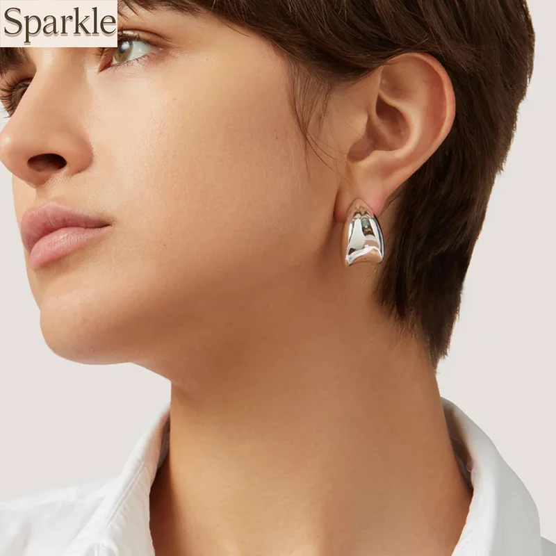 

Women's Silver Color Glossy Teardrop Earrings Charm Luxury Jewelry For Lady designer Fashion Ear Decoration Drop Earrings