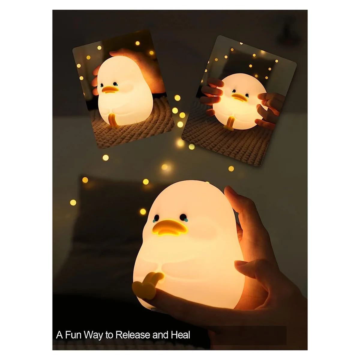 Luce notturna per bambini Happy Duck, luce notturna in Silicone per bambini, lampada in Silicone carina e dimmerabile per una buona notte B