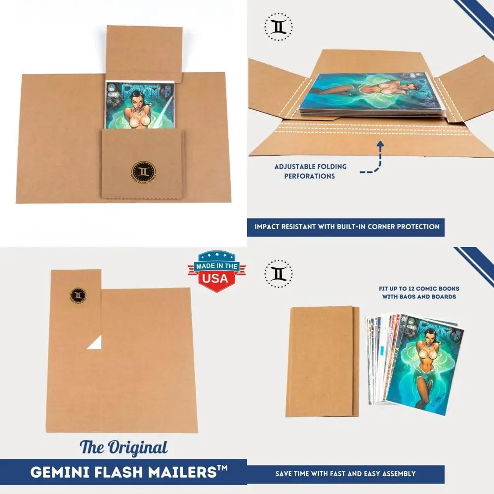 

Почтовые устройства комиксов 10,75x7,5x1 дюймов — упаковка из 13 шт., легко складывающиеся, плоскостные, прочная защита, жесткие конверты для комиксов