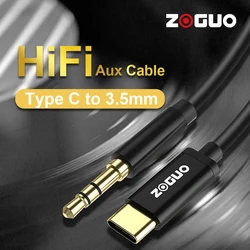 ZOGUO-Cable USB Tipo C a Jack de 3,5 MM, Cable auxiliar macho a macho, Tipo C, Kabel de Audio para altavoz de coche, auriculares Tipo C, adaptador auxiliar Cabo