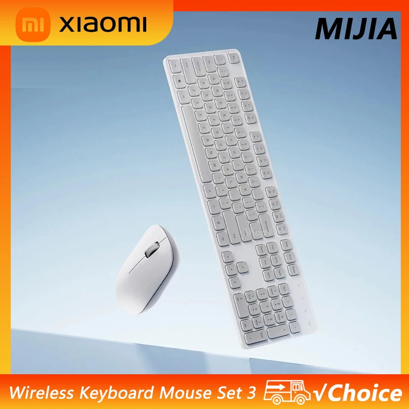 

Оригинальный набор беспроводной клавиатуры и мыши Xiaomi Mijia, 3 приемника 2,4 ГГц, 104 клавиши, полноразмерная изогнутая клавиатура, легкая мышь 1000 точек на дюйм