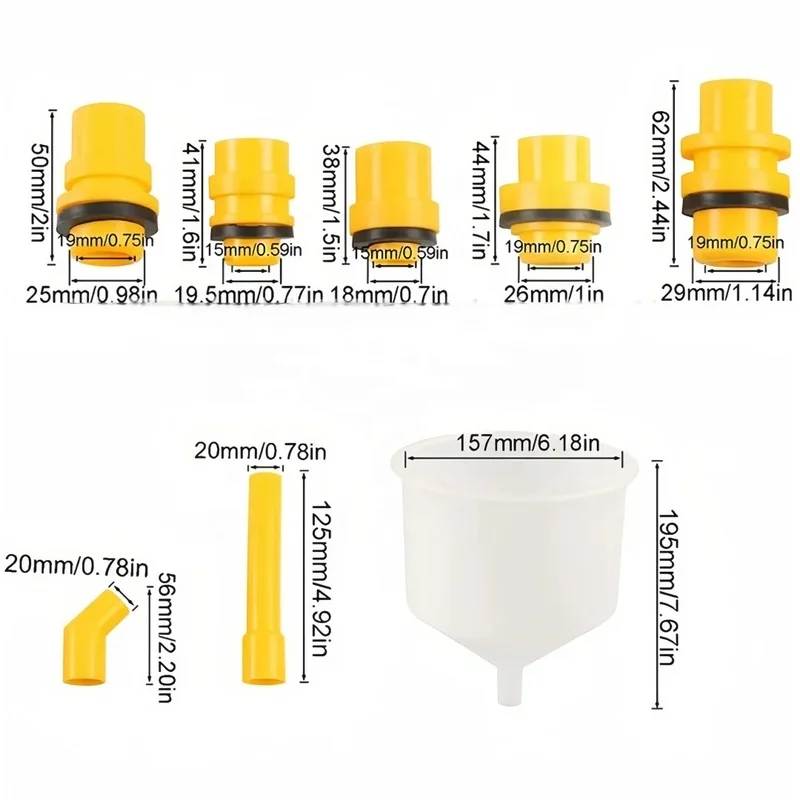 Coolant Funnel Kit, 15Pcs Spill-Proof Radiator Flush & Fill Funnel with Tester for Automotive