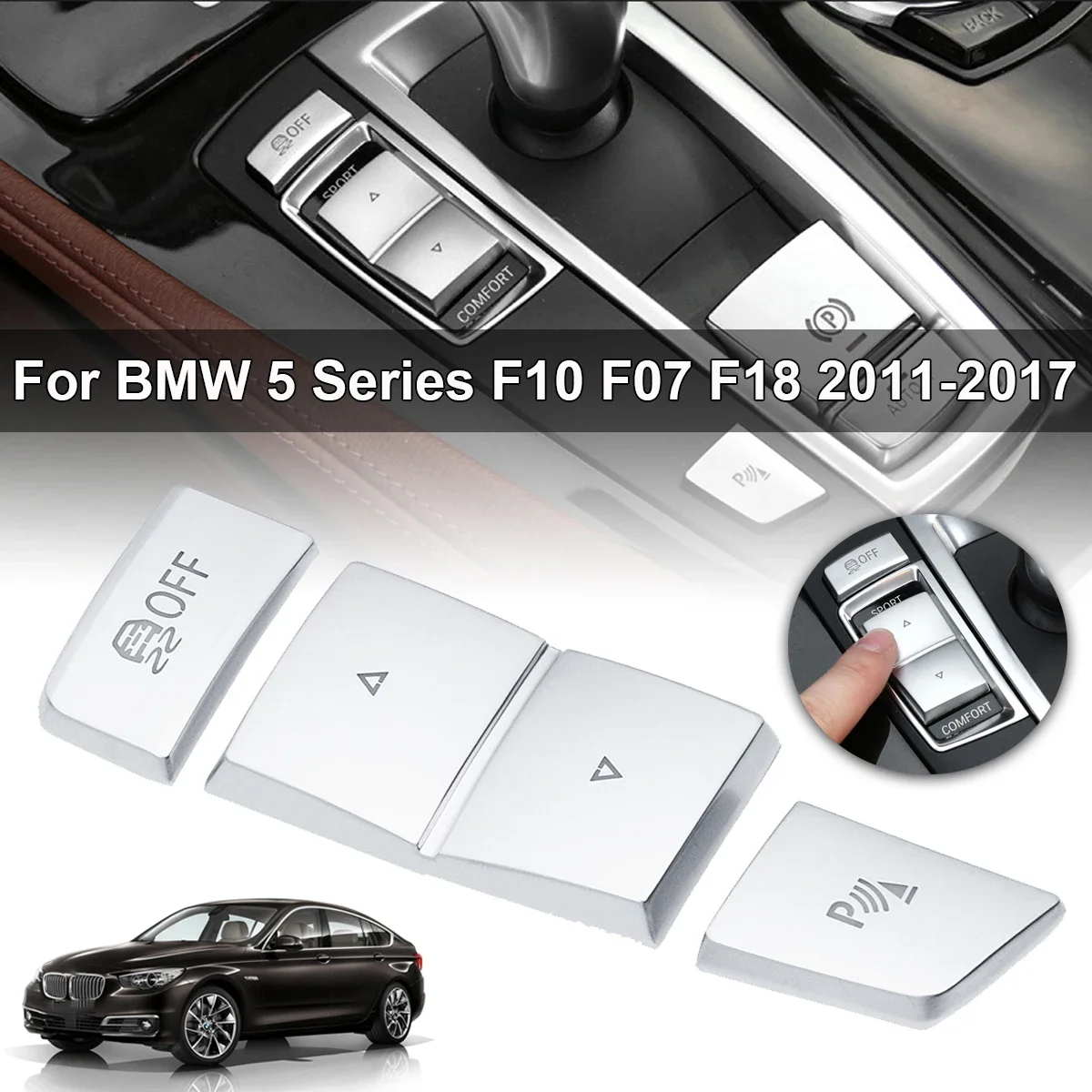 

ABS Gear Shift Buttons Decorative Cover Trim for BMW 5 Series F10 F07 F18