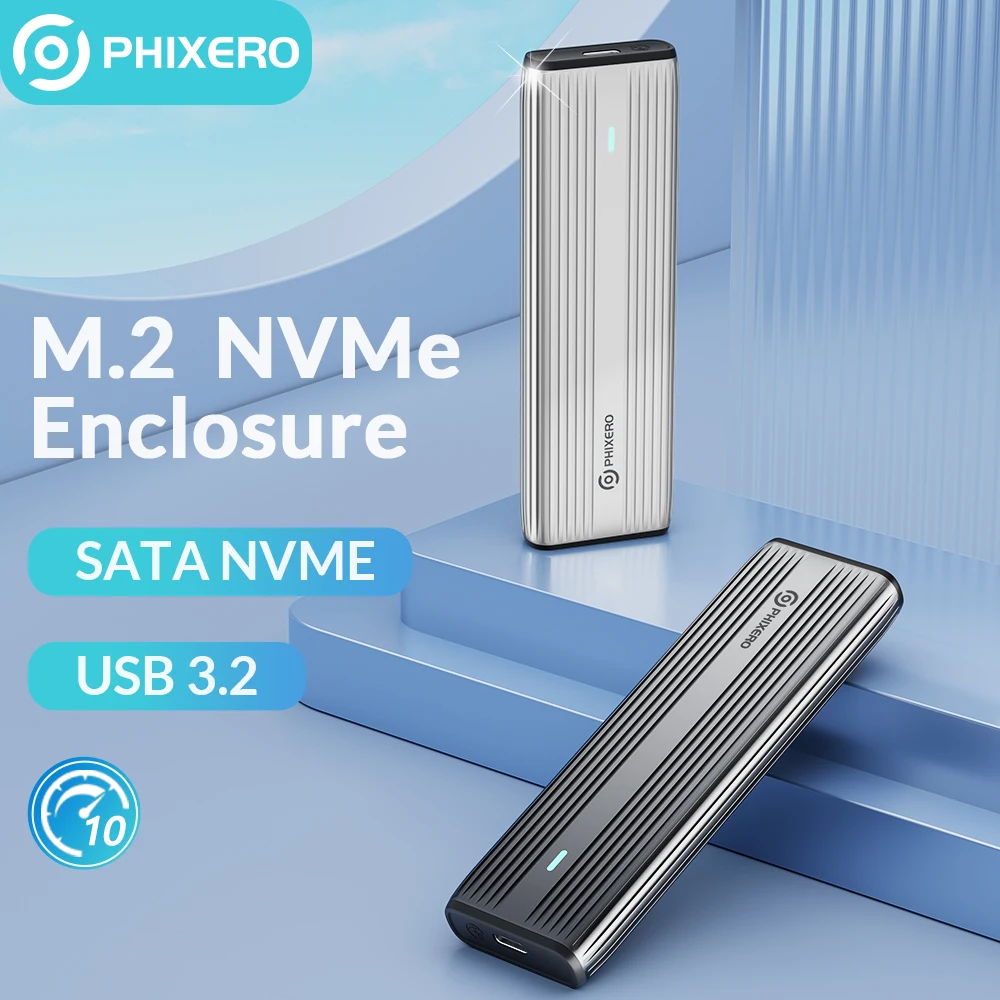 Phixero m.2 dual porto col ssd nvme gehäuse 10gbps ssd zu usb adapter ngff sata externes gehäuse typ c hd aufbewahrung sbox für pc mac