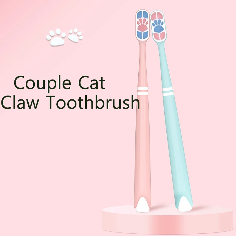 

1PC Soft Bristle Colored Head Ten Thousand Cat Claw Couple Toothbrush Extra Soft Travel manual Toothbrush With Adults Gravida