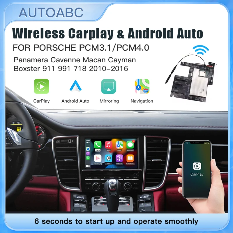 AUTOABC Wireless CarPlay Android Auto für Porsche Macan Cayman Cayenne Panamera PCM3.1 mit Mirror Link AirPlay-Funktionen