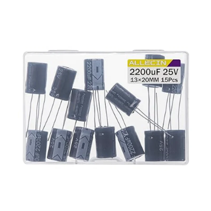 

Электролитический конденсатор 2200 мкФ 25 В 13x20 мм 2200 мкФ MFD 25 В 0,51x0,79 дюйма алюминиевые конденсаторы (15 шт. в упаковке)