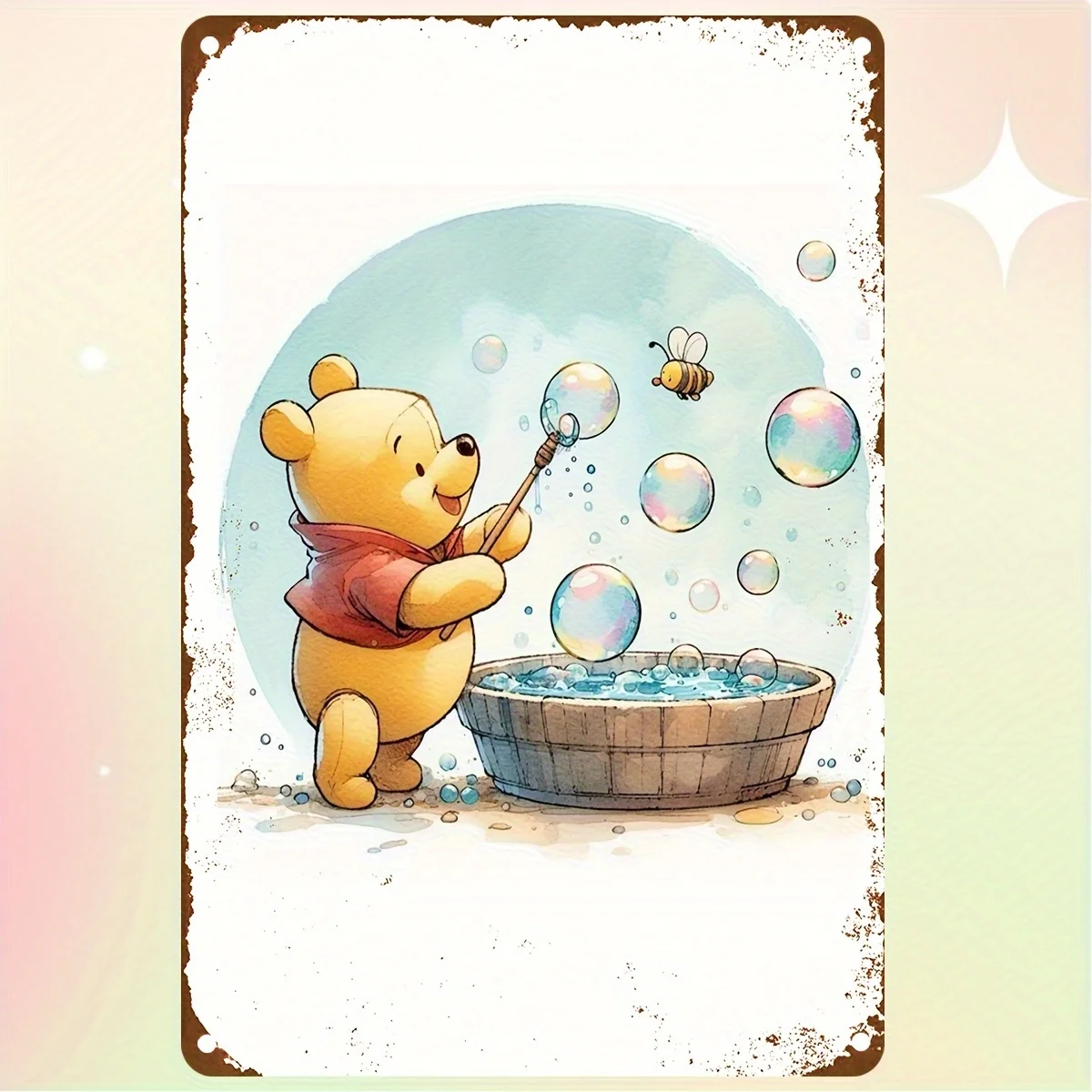 Miniso ديزني ويني ذا بوه وإيور القصدير ديكور ملصق تين تسجيل علامة معدنية لوحة الزخرفية لحانة بار نادي الجدار الديكور #6