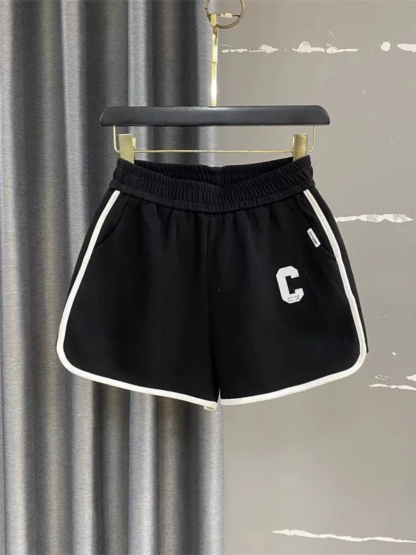 High Waist Elastic Waist Sports orts Women Summer 2025 New American Sle Slimming Casual Pants Hot Girl A-Line Wide Leg Ho...