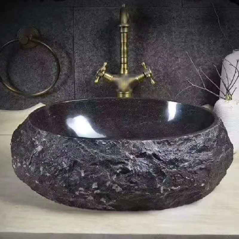 

Customized High Quality Stone Black Marble Bathroom Sink Wash Basin Natural Stone Grey Granite Sink Design