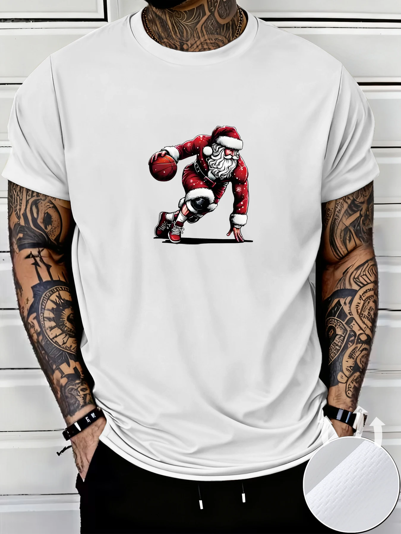 

Новинка 2026: Мужская модная футболка с коротким рукавом в парном стиле с принтом для Нового года и Рождества