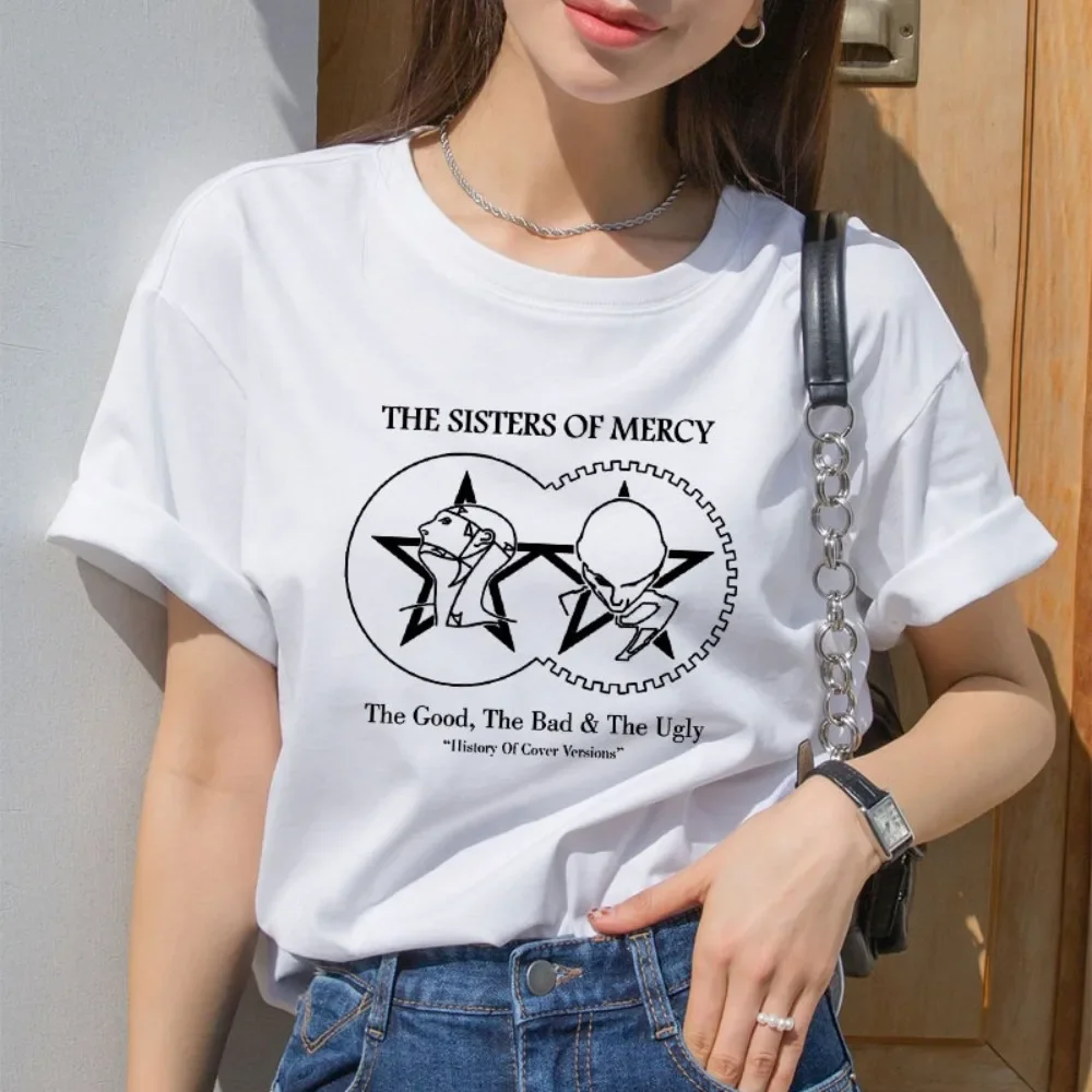 The Sisters of Mercy T-Shirt Post Punk Goth Rock Band Men and Women Tee Hot Sale Short Sleeve O-neck Soft Streetwear Style Tees