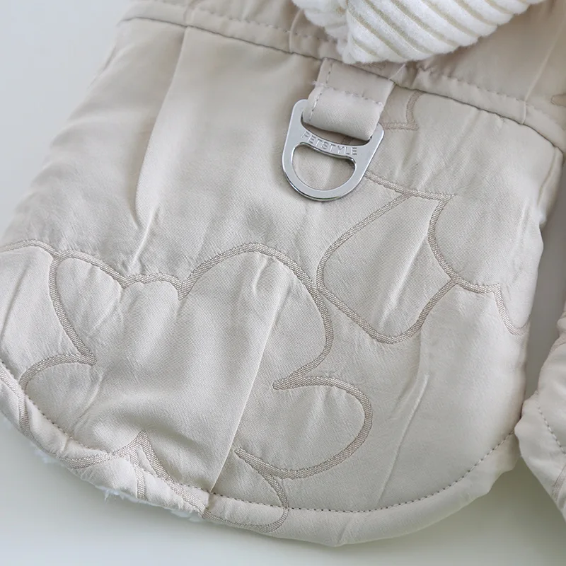 Pet Hooded Embossed Cotton Jacket Traction Cotton Jacket Autumn Winter Teddy Cat Clothing Pet Clothing Dog Hoodie Pet Clothes