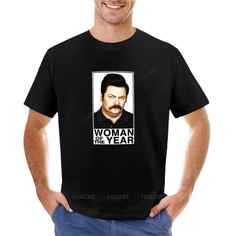 WOMAN OF THE YEAR - RON SWANSON T-Shirt aesthetic clothes cute tops vintage clothes mens t shirt