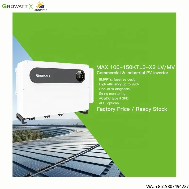 MAX 125KTL3-X LV 125KW 10 MPPTs Three Phase Solar Inverter Commercial Solar Power System IP66 99.9% MPPT Efficiency