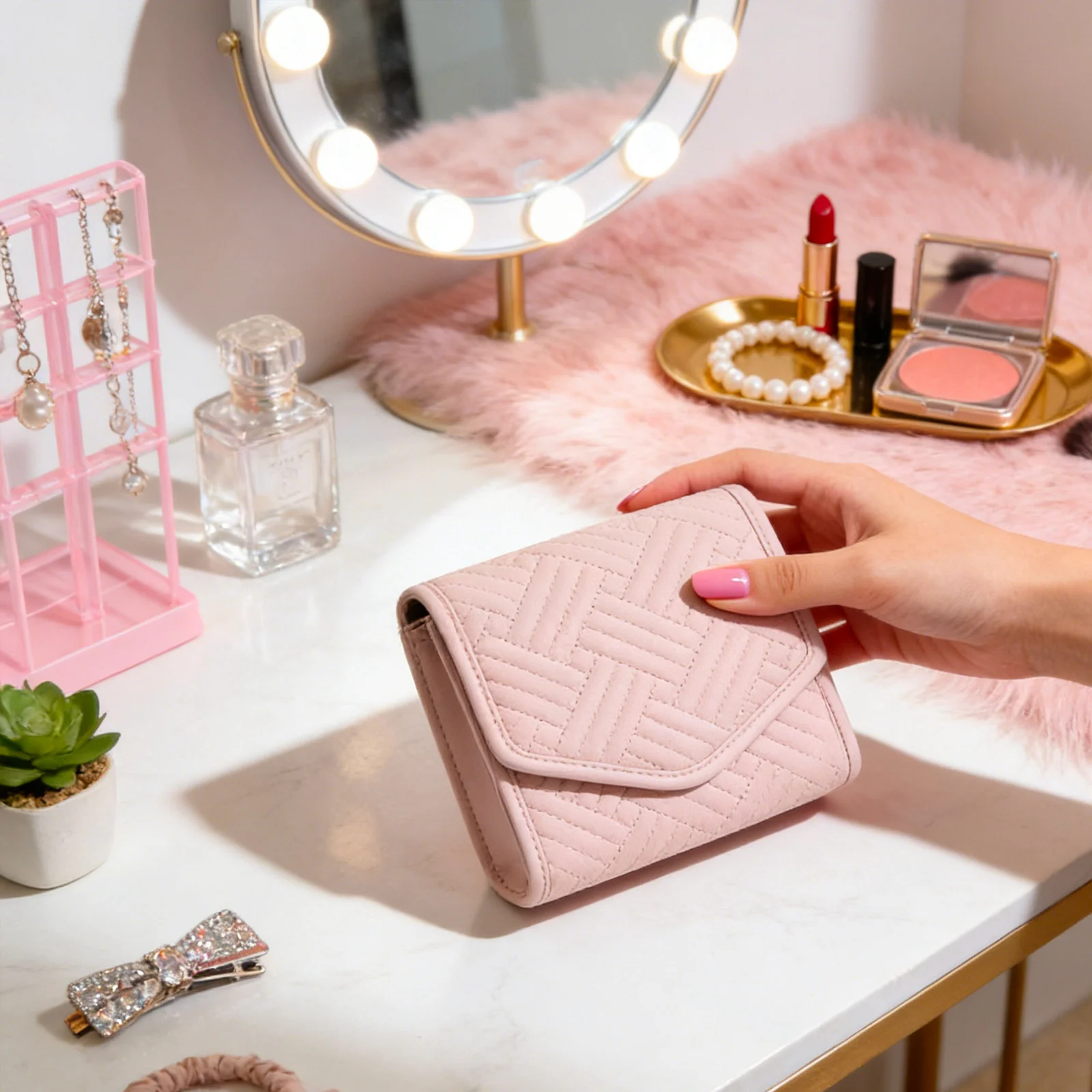 حقيبة تنظيم لفة مجوهرات السفر الأنيقة - لفة صغيرة قابلة للطي مع مقصورات آمنة للخواتم والقلائد والأقراط، ناعمة