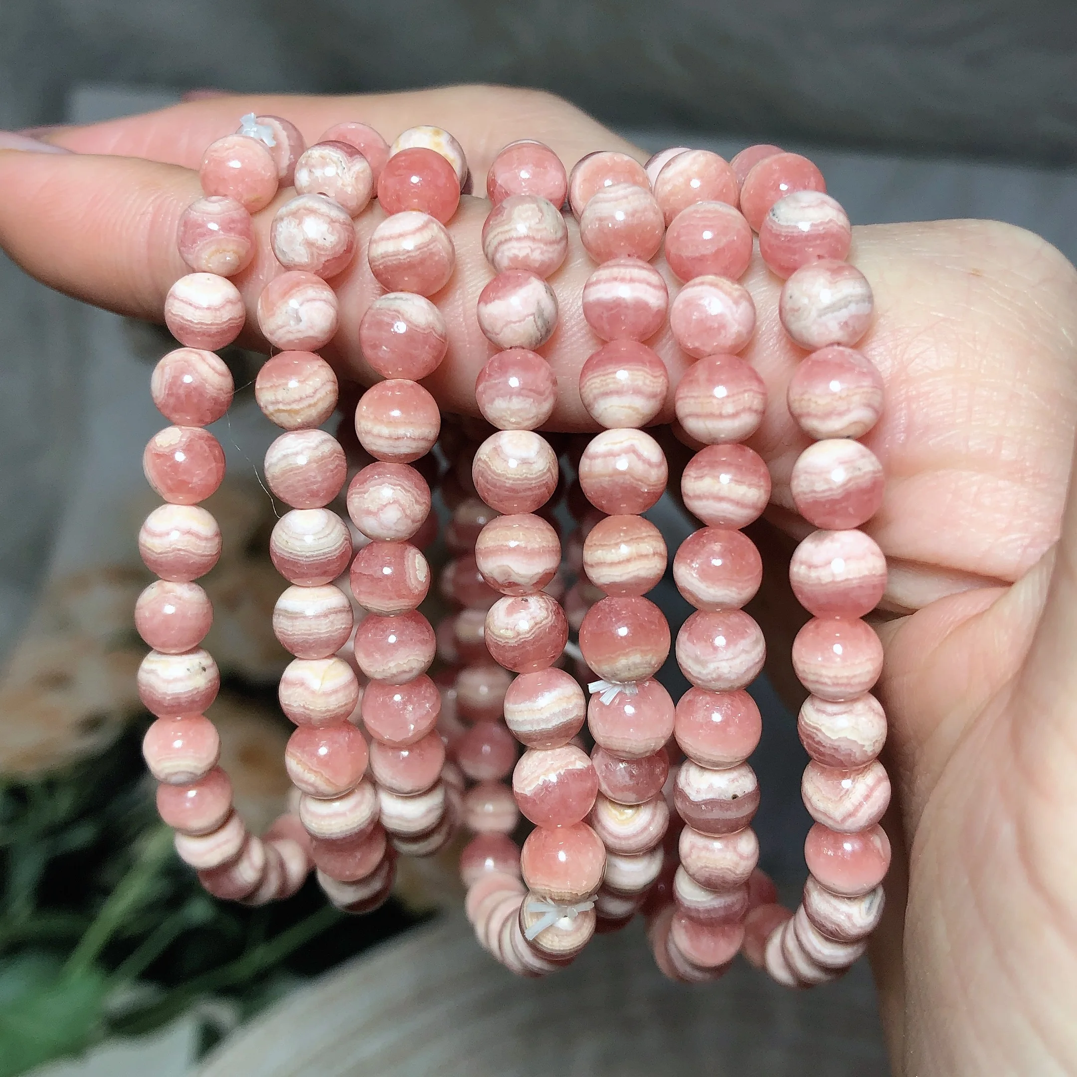 

High Quality Natural Crystals Rhodochrosite Bracelets Beads Healing Gemstones For Women Jewelry Agates Elastic Energy Ore