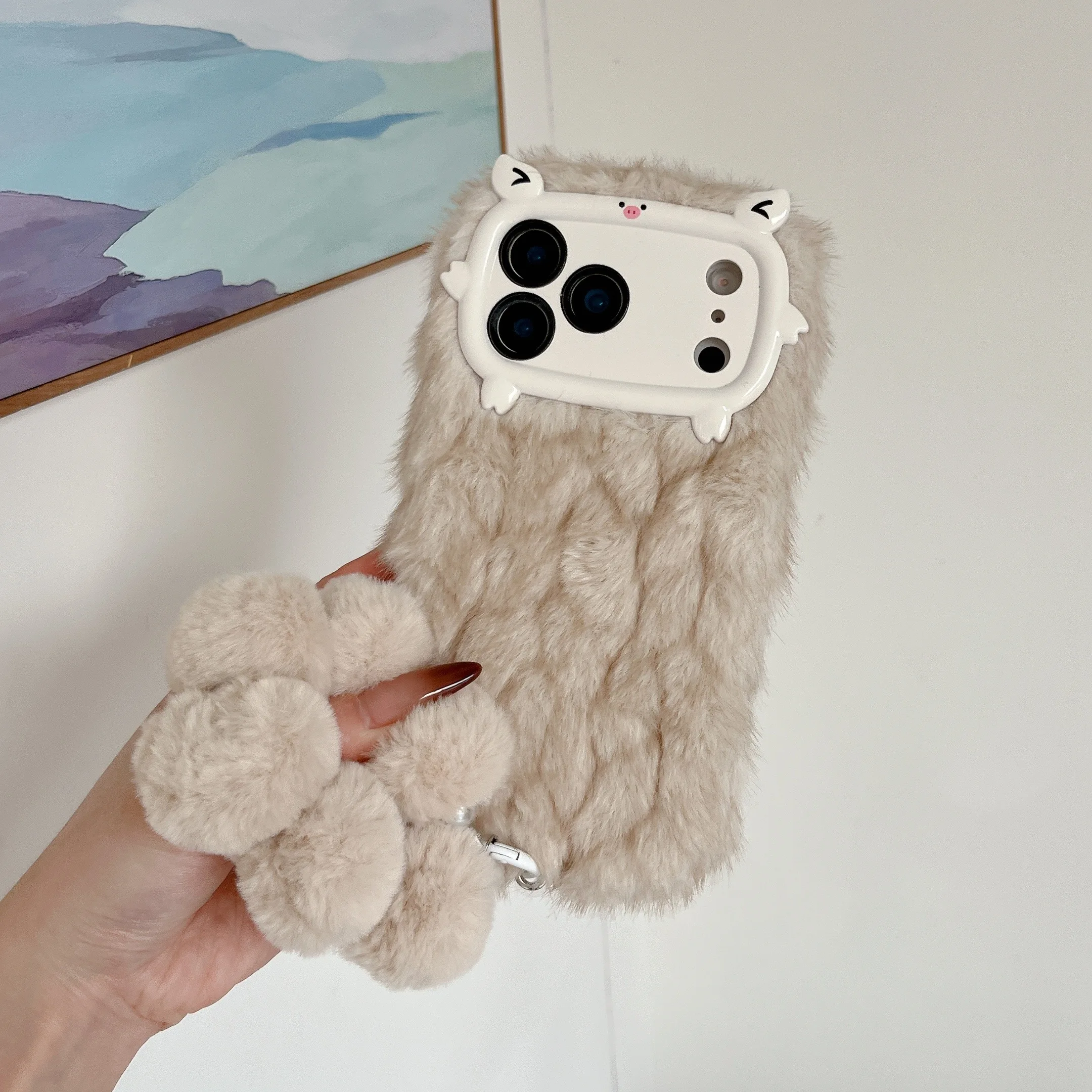 رائعتين خنزير أفخم شل ل 17 برو ماكس 16pro 15plus 14 13 شبكة السلس لينة أفخم غطاء لطيف الحيوان تصميم واقية