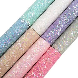 Foglio di tessuto in pelle glitterata grosso di cristallo Glitter tessuto in ecopelle vinilica supporto elasticizzato in pelle per fiocco fai da te 21 x29cm FZ084A